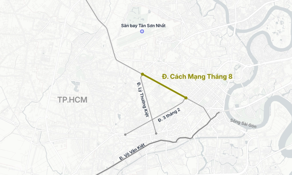 Đoạn đường Cách Mạng Tháng Tám cấm ôtô theo hướng vào trung tâm. Đồ họa: Hoàng Thanh