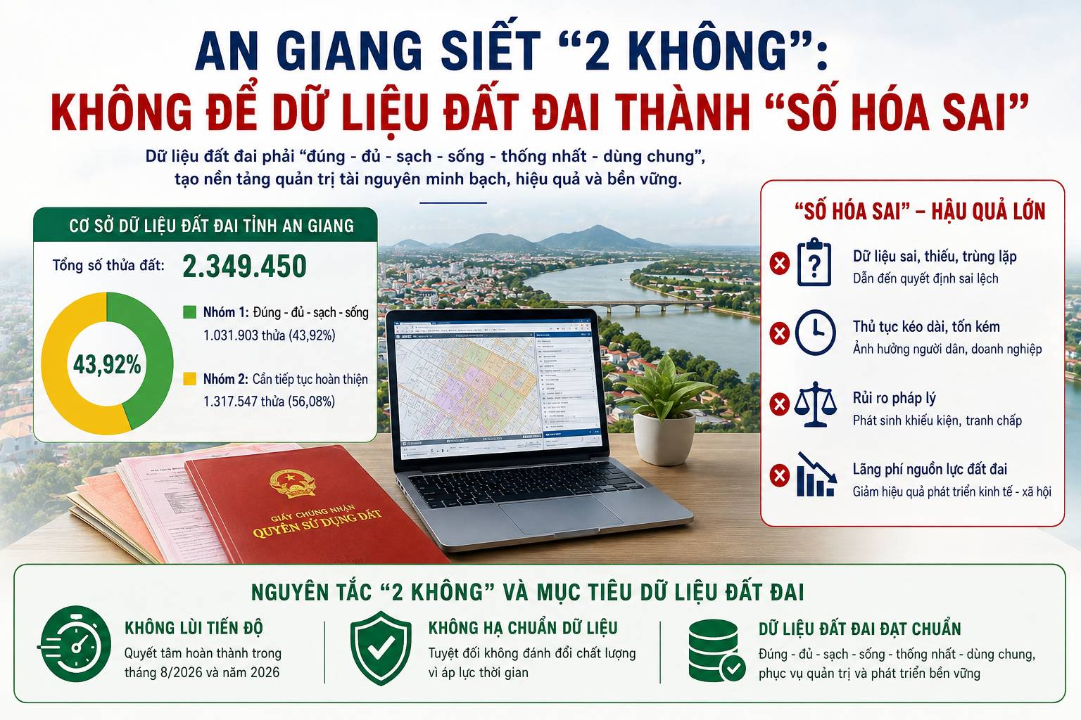 An Giang siết “2 không”, làm sạch dữ liệu đất đai để quản trị nguồn lực - Ảnh 1