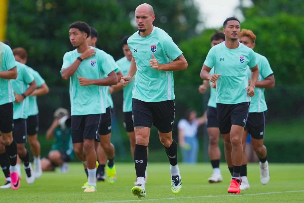 Đội tuyển Thái Lan tập luyện ở sân tập của BG Pathum United, Bangkok, Thái Lan ngày 21/8/2026, để chuẩn bị cho lượt đi chung kết ASEAN Cup 2026 gặp Việt Nam. Ảnh: ThailandNT