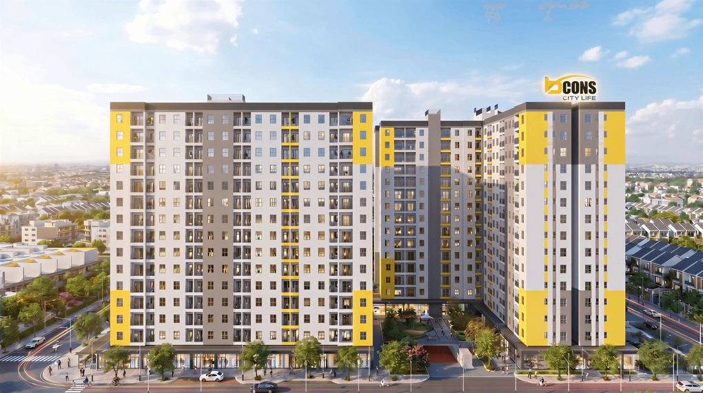 Phối cảnh dự án nhà ở xã hội Bcons City Life. Ảnh: Bcons Group