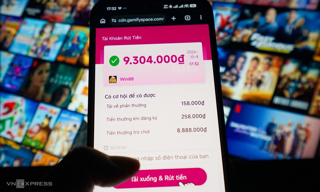 Giao diện trúng thưởng khi tải một video phim ngắn. Ảnh: Bảo Lâm