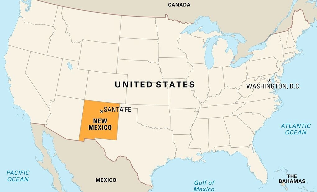 Vị trí bang New Mexico, Mỹ. Đồ họa: Britannica