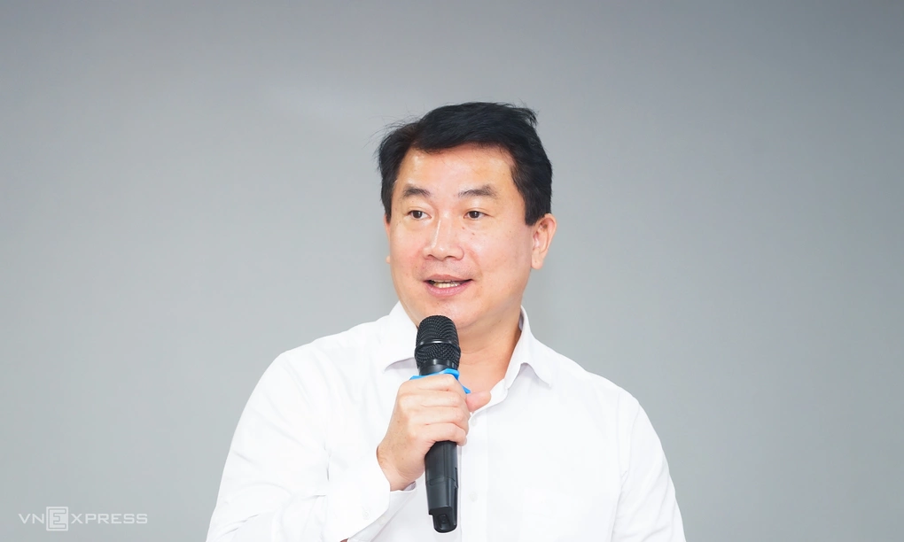 TS Huỳnh Phú Minh Cường, Phó giám đốc Trung tâm Đổi mới sáng tạo ĐH Quốc gia TP HCM, phát biểu tại sự kiện. Ảnh: Bảo Lâm